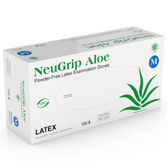 Guante de examen de látex y aloe NeuGrip