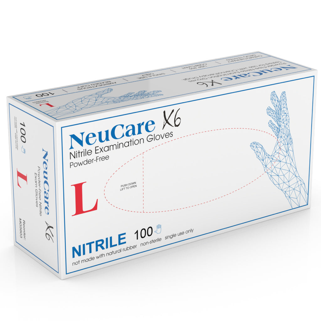 NeuCare X6 Examen de nitrilo, azul verdoso 6,5 mil con textura completa