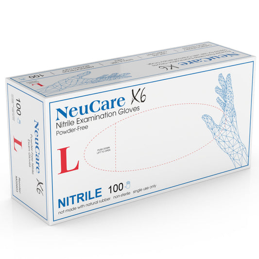 NeuCare X6 Examen de nitrilo, azul verdoso 6,5 mil con textura completa